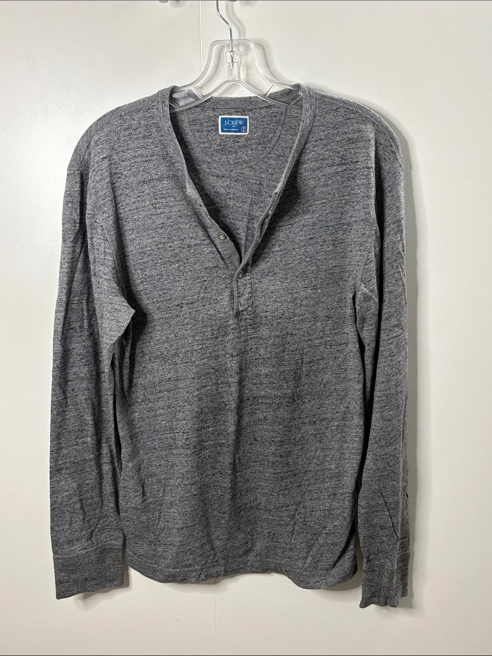 J. Crew Men's Heather Gray Long-Sleeve Henley S